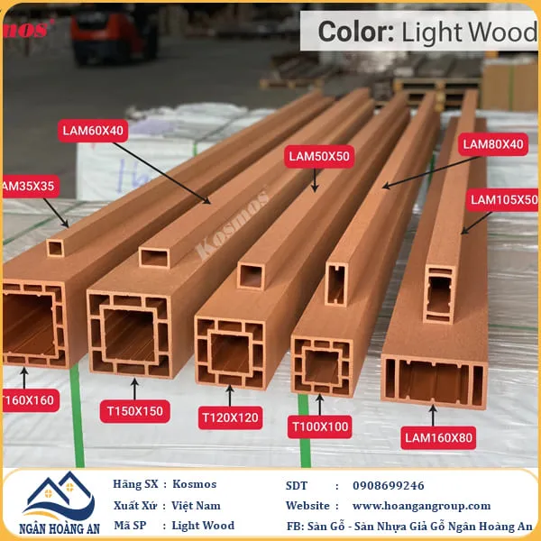 Thanh Lam Trụ Gỗ Nhựa Ngoài Trời Kosmos Màu Light Wood